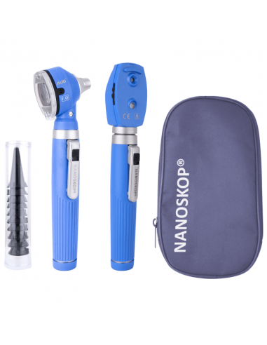 Nanoskop FO LED Otoskop & Ophthalmoskop Set blau