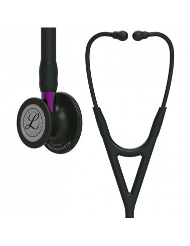 Littmann Cardiology IV stetoskop, sort finish bryststykke, sort slange, lilla stilk og sort headset, 6203