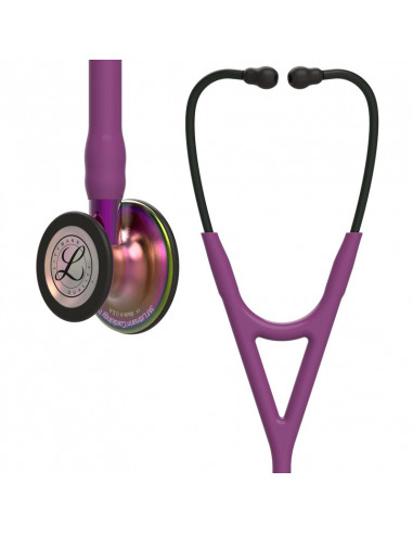 Stéthoscope Littmann Cardiology IV, pavillon finition arc-en-ciel, tube prune, tige violette et casque noir, 6205