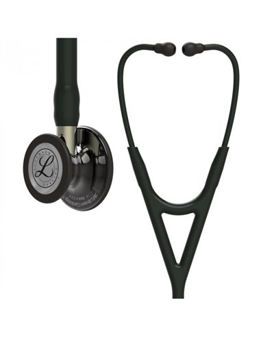 Stéthoscope Littmann Cardiology IV, pavillon finition fumée, tube noir, tige champagne, casque noir, 6204