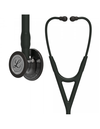 Littmann Cardiology IV Stethoskop-Bruststück mit hochglänzender Rauchlackierung, schwarzem Schlauch, schwarzem Schaft und schwar