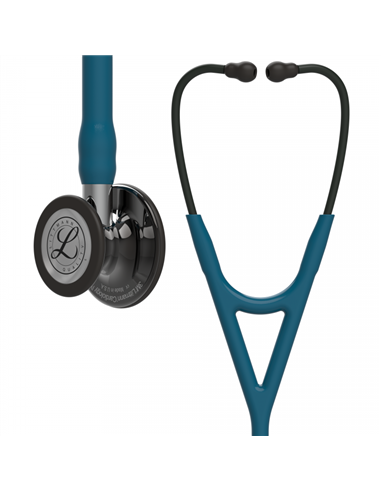 Littmann Cardiology IV Stethoscope  High Polish Smoke-Finish Chestpiece, Caribbean Blue Tube, Mirror Stem and Smoke Headset, 27 