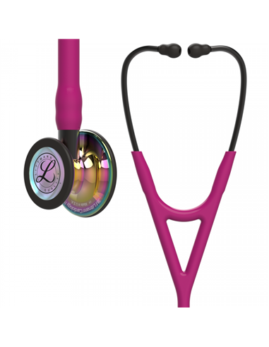 Littmann Cardiology IV Stethoscope  High Polish Rainbow-Finish Chestpiece, Raspberry Tube, Smoke Stem and Smoke Headset, 27 inch